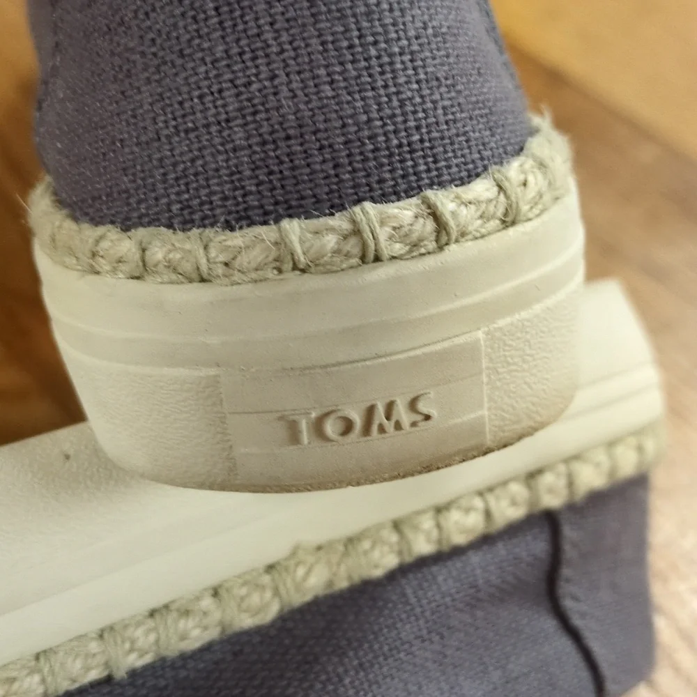 Toms Shade Heritage Canvas Jute Slip On Shoes Size 7.5